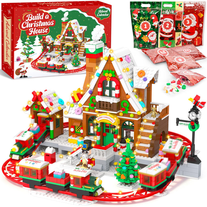 Advent Calendar 2026 Christmas Train House Building Blocks for Kids Adults