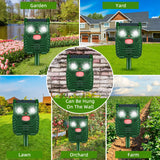 1Pcs Ultrasonic Animal Repellent Outdoor Solar Animal Repeller with Motion Sensor&LED Strobe Light Waterproof Cat Repellent Deer Repellent Devices Dog Deterrent Skunk Repellent for Yard Farm