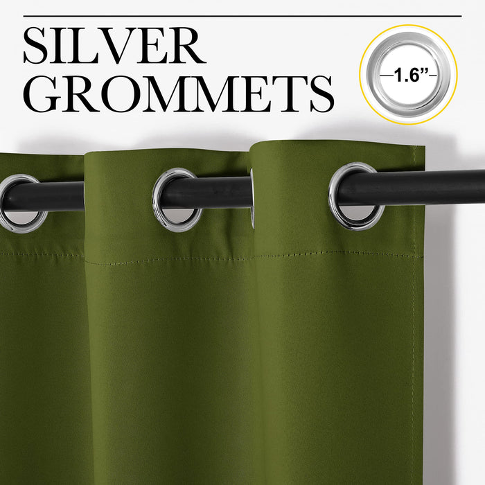 NICETOWN Christmas Window Decoration Thermal Insulated Solid Grommet Blackout Curtains/Drapes for Living Room (1 Pair, 42 by 63 inches, Olive Green)