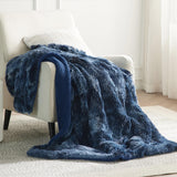 Bedsure Soft Tie Dye Navy Throw Blanket for Couch, Fluffy Fuzzy Blankets & Throws for Bed, Sofa, Cozy Plush Sherpa Fleece Faux Fur Blanket, Thick Warm Christmas Blanket Gifts for Women, Men, 50x60