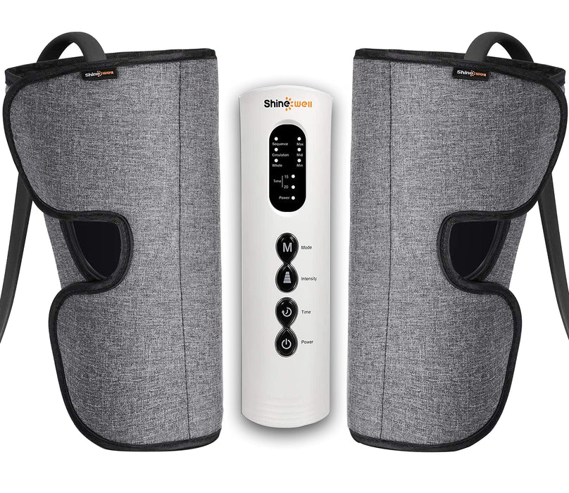 SHINE WELL Leg Compression Massager for Circulation for Calf Foot and Arms with 3 Modes 3 Intensities 2 Timing, Helpful for Restless Legs Syndrome Relief, Pain Relief