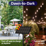 Stright Solar Powered String Light 100FT with Remote Control 8 Light Modes, Weatherproof Shatterproof S14 LED Bulb 30 Sockets for Backyard Porch Cafe Halloween Christmas Decorations