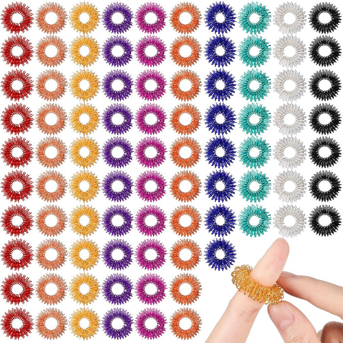 200 Pcs Acupressure Rings Spiky Sensory Finger Rings Stress Relief Fidget Sensory Toys Fidget Ring Anxiety Relief Toys Finger Massager Ring Stress Reducer Ring for Men, Women, Adults, Teens, 10 Colors