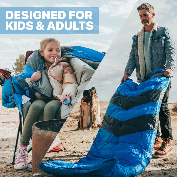 MalloMe Sleeping Bags for Adults Cold Weather & Warm - Backpacking Camping Sleeping Bag for Kids 10-12, Girls, Boys - Lightweight Compact Camping Essentials Gear Accessories Hiking Sleep Must Haves