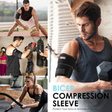 FEATOL Bicep Tendonitis Brace Compression Sleeve Support, Upper Arm Brace Bicep Support Bands for Pain Relief, Muscle Strains and Inflammation, Tricep/Bicep Wrap for Men and Women