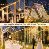 suddus Christmas Lights Outdoor,66 ft 200 LED Warm White String Lights,White Fairy Lights with Remote for Wedding, Garden, Trees, Christmas, Backyard Decorations