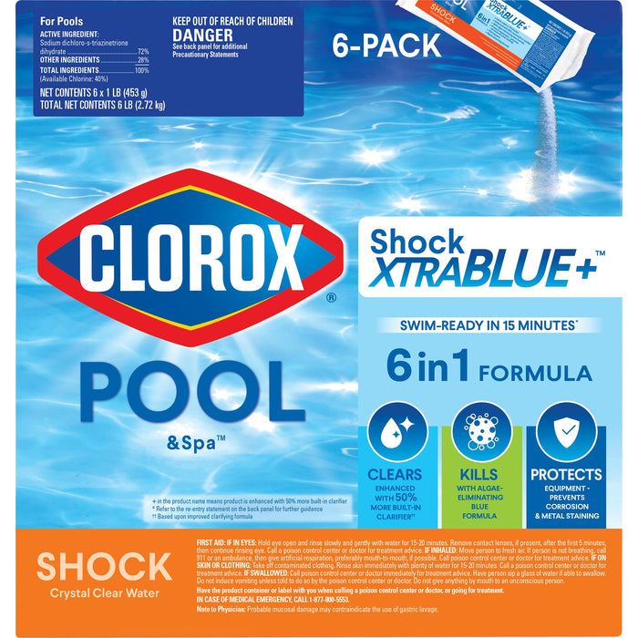 Clorox® Pool&Spa™ Shock XTRABLUE® Plus, Kills Bacteria & Algae in Swimming Pools, Swim-Ready in 15 Minutes, (6-Pack)