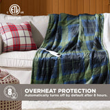 Bedsure Plaid Heated Blanket Twin - Soft Flannel Sherpa Electric Blanket with Christmas Green Plaid Pattern, Heating Blanket with 6 Heating Levels, 10 Time Settings, 8-Hour Auto-Off (62x84 inches)