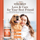 VetPro 100% Pure Wild Alaskan Salmon Oil Supplement for Dogs & Cats, 16 Ounces, Omega 3 & 6 Liquid Fish Oil, Supports Healthy Coat & Joints, Helps Dry Skin & Allergies, Add to Food