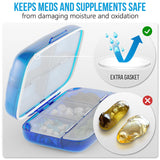 Pill Organizer Airtight Pill Box Large Pill Dispenser Home Travel Supplement Holder Portable Vitamin Sorter Jumbo Size 8 Compartment Airtight Vitamin Container Daily Medicine Travel Essentials