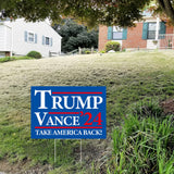 Probsin Trump Vance 2024 Yard Sign Double Sided 12" x 17" Trump Vance'24 Take America Back MAGA Signs Voted for Trump Vance Outdoor Decorations for Lawn, Garden, Window, Party Supplies (Blue)