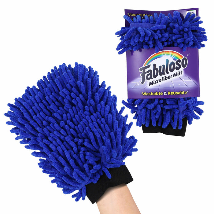 Fabuloso Microfiber Cleaning Mitt, 3 Pack, Blue | Lint-Free, Scratch-Free Cleaning Glove for Surfaces and Furniture | Microfiber Dustless Hand Cloth for Bold and Bright Cleaning Experience