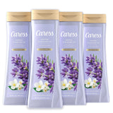 Caress Body Wash for Women, Jasmine & Lavender Oil, Relaxing Shower Gel to Rest & Unwind, 20 Fl Oz (Pack of 4)