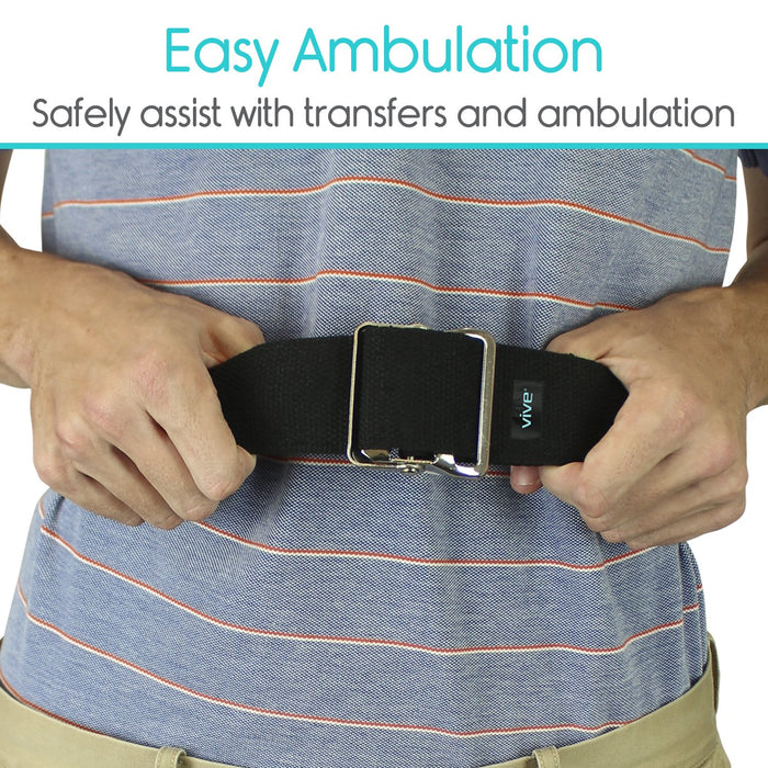 Vive Gait Belt (60 Inch) - Transfer Assist Device for Caregiver, Nurse, Therapist, Seniors, Elderly, Bariatric, Occupational and Physical Therapy - Medical Nursing Safety - Walking & Standing Aid