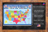 3D LEARNING LLF United States Map with State Flags Poster - Laminated 14x19.5 in. - Educational Poster, USA Map for Kids, Elementary Classroom Decorations, and Teacher Supplies