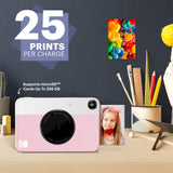 KODAK Printomatic Full-Color Instant Print Digital Camera - Colorful Photos On Zink 2x3" Sticky-Back Photo Paper - 5MP, Portable, Creative Fun Gift for Birthday, Christmas, Holiday - Pink