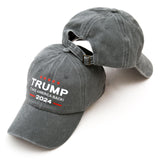 Fengligoo 2Pcs Trump Hat 2024 Take America Back Trucker Hat Grey Cotton Baseball Cap for Men Women