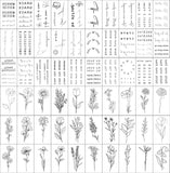 TATUWST Realistic Temporary Tattoos - 60 Sheets Tiny Small Removable Tattoos, 30 Pcs Inspirational Quotes Words Tattoos, 30 Pcs Wild Flower Ink Line Botanical Floral Leaf Tattoo Stickers for Women