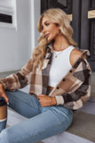 Zeagoo Plaid Shirts for Women Cropped Flannel Jacket Winter Button Fashion Long Sleeve Shacket Christmas Shirt Coat