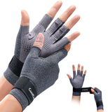 ComfCool Arthritis Gloves with Detachable Wrist Strap, Strengthen Compression Gloves for Arthritis, Carpal Tunnel Pain Relief, Rheumatoid, Tendonitis, Fingerless Computer for Women (Large)