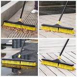 Yocada 24 inch Push Broom Brush 65.3 inch Long Handle Stiff Bristles Heavy-Duty Outdoor Commercial Broom for Cleaning Bathroom Kitchen Patio Garage Deck Concrete Wood Stone Tile Floor