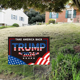 Probsin Trump 2024 Yard Sign with Metal H Stakes Double Sided 16" x 24" Trump Take America Back Black Signs Voted for Trump Outdoor Decorations for Indoor Outdoor Lawn, Garden, Window, Party Supplies