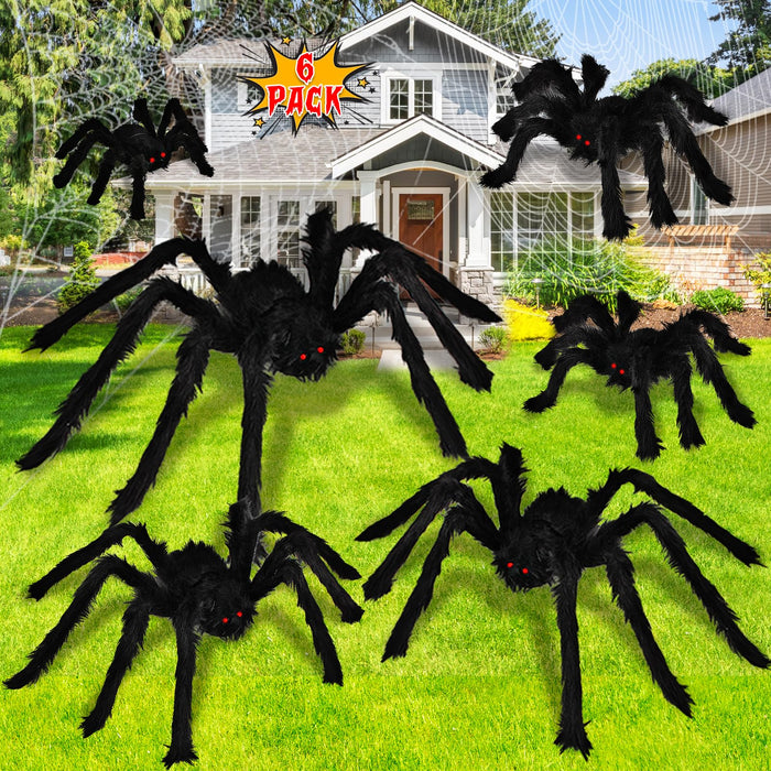 Halloween Decorations Outdoor Large Spiders: 6 Pack Spiders Halloween Decor