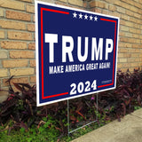 VIBE INK 2024 Donald Trump Yard Signs Made in USA 24x18"" Make America Great Again with Metal Stands, Navy