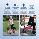 KneeRover Steerable Knee Scooter Knee Walker for Adults for Foot Surgery, Broken Ankle, Foot Injuries - Foldable Knee Rover Scooter for Broken Foot Injured Leg Crutch Alternative with Basket Hot Pink