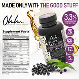 Ohh..Organic Black Seed Oil and Elderberry Gummies w/ Zinc & Vitamin D, 3.3% Thymoquinone & Hair, Skin & Joint immune, Cold Pressed Ethiopian & Turkish Black Cumin Nigella Sativa - 90 count
