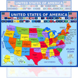 3D LEARNING LLF United States Map with State Flags Poster - Laminated 14x19.5 in. - Educational Poster, USA Map for Kids, Elementary Classroom Decorations, and Teacher Supplies