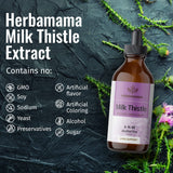 HERBAMAMA Milk Thistle Liquid Drops - Organic Milk Thistle Seed Tincture - Liver Detox - Milk Thistle Liquid Extract Supplement - Alcohol-Free - 4 fl oz