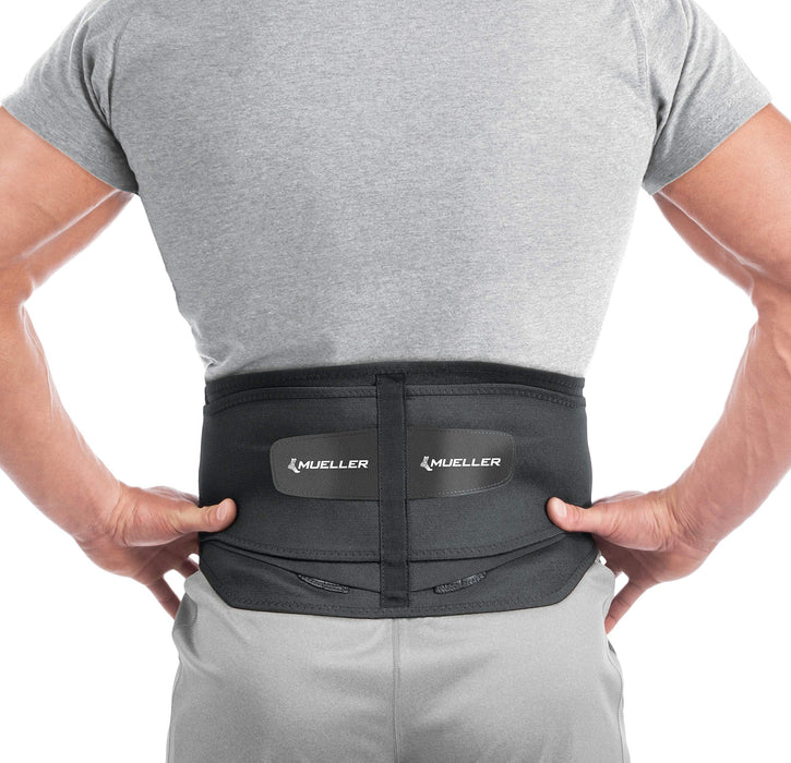 MUELLER Sports Medicine Lumbar Back Brace, Lower Back Pain Relief and Support Belt for Men and Women, Black, Small (22-30 Inches)