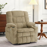 MCombo Small Dual Motor Power Lift Recliner Chair Sofa with Massage and Heat for Elderly People Petite, Infinite Position, USB Ports, Fabric 7893 (Small-Regular, Beige)