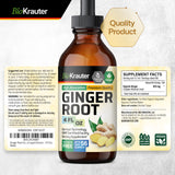 Ginger Root Tincture - Organic Ginger Root Extract - Natural Ginger Supplements for Overall Wellness - Alcohol and Sugar Free - Vegan Drops 4 Fl.Oz.