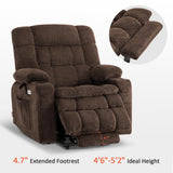 MCombo Small Dual Motor Power Lift Recliner Chair Sofa with Massage and Heat for Elderly People, Infinite Position, USB Ports, Fabric R7894 (Coffee, Small-Wide)