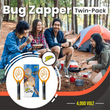 ZAP IT! Bug Zapper Rechargeable Bug Zapper Racket, 4,000 Volt, USB Charging Cable, 2 Pack