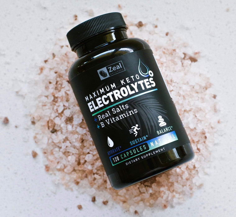 Keto Electrolyte Supplement (120 Capsules) Maximum Keto Electrolytes Supplements Pills w Real Salt®, B Vitamins, Magnesium and Potassium Supplement - Salt Pills & Electrolyte Tablets