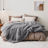 Bedsure Soft Grey King Size Blanket for Bed, Fluffy Fuzzy Large King Blanket for Winter, Cozy Plush Sherpa Fleece Faux Fur Blanket, Thick Warm Christmas Blanket Gifts for Women, Men, 108x90