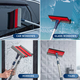 DSV Standard Professional Window Squeegee | 2-in-1 Window Cleaner Sponge and Soft Rubber Strip With Telescopic Extension Pole 20" - 30"(50cm-76cm) | Adjustable To Clean From Multiple Angles