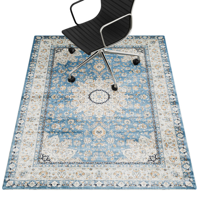 Office Chair Mat for Hardwood Floor, 36"X 48" Desk Rug for Rolling Chair on Hardwood, Under Desk mats, Office Carpet Floor Protector Mat for Computer Gaming Chairs, Machine Washable Area Rug -Teal