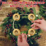 Sliner 8 Pcs Christmas Advent Wreath Ring Gold Advent Ring Candle Holder Round Shape Taper Metal Advent Wreath for Home Table Decor Xmas Decorations