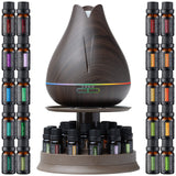 Aromatherapy Essential Oil Diffuser Gift Set with 20 Oils and Rotating Display Stand - 400ml Ultrasonic Diffuser with 20 Essential Plant Oils - 4 Timer & 7 Ambient Light Settings