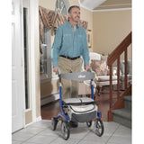 Drive Medical RTL10266BL-HS Nitro DLX Foldable Rollator Walker with Seat, Blue