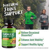 Naturelo Turmeric Curcumin with Black Pepper & Ginger - Plant-Based Capsules for Joint Support