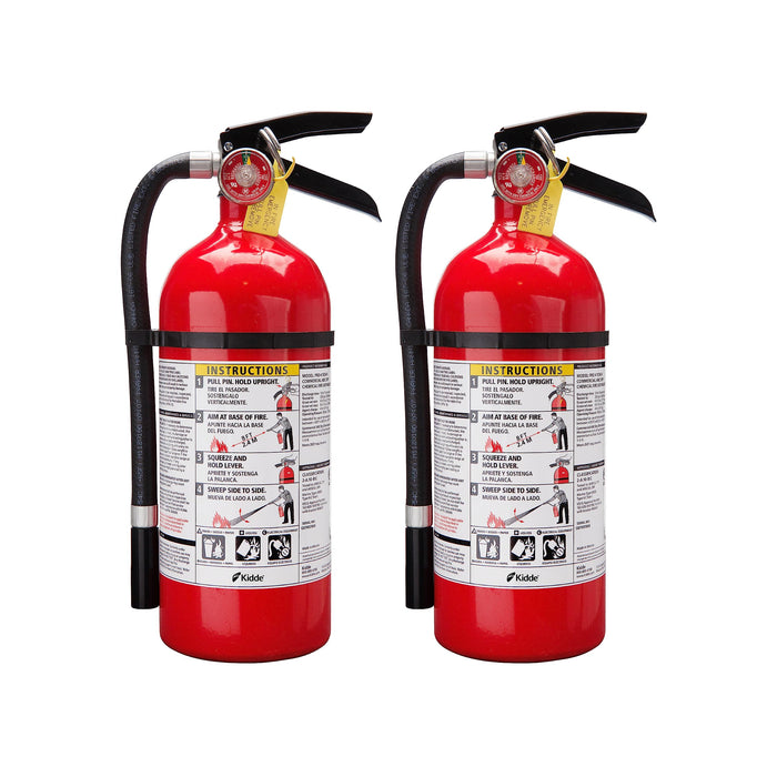Kidde Pro 210 2A:10-B:C Fire Extinguisher, Rechargeable, Multi-Purpose for Home & Office, 4 lbs., Mounting Bracket Included , Red, 2 Pack