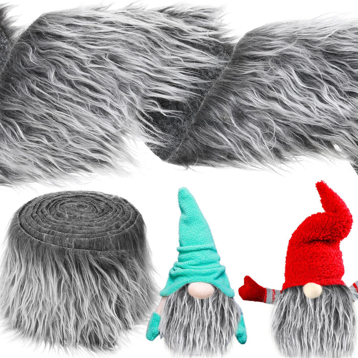 Faux Fur Fabric Christmas Fluffy Fuzzy Craft Shaggy Synthetic Plush Patch Sewing Fur Cuts for DIY Halloween Winter Costume Gnome Beard Miniature Dolls Costume Rugs Mats (Gray,4 x 100 Inch)