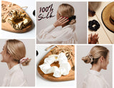 Celestial Silk Mulberry Silk Scrunchies for Hair (Dark Taupe)