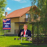 Ouraqto TRUMP 2024 Yard Sign Double Sided 14x14 Inch Yard signs Outdoor Decorative Trump Handheld Signage Trump Merchandise for Garden Lawn(with Flag