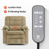 MCombo Small Dual Motor Power Lift Recliner Chair Sofa with Massage and Heat for Elderly People, Infinite Position, USB Ports, Fabric R7894 (Beige, Small-Wide)